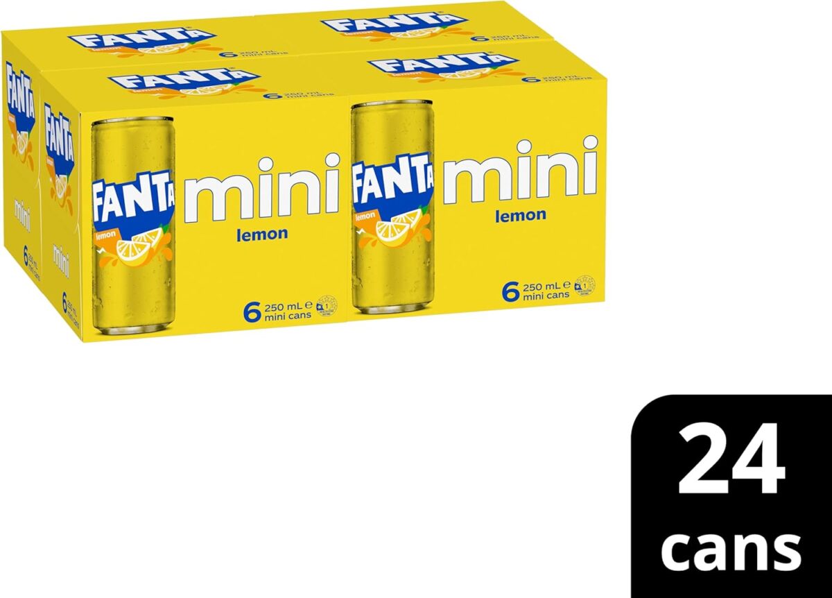 Fanta Lemon Soft Drink Multipack Mini Cans 24 x 250mL [x3]
