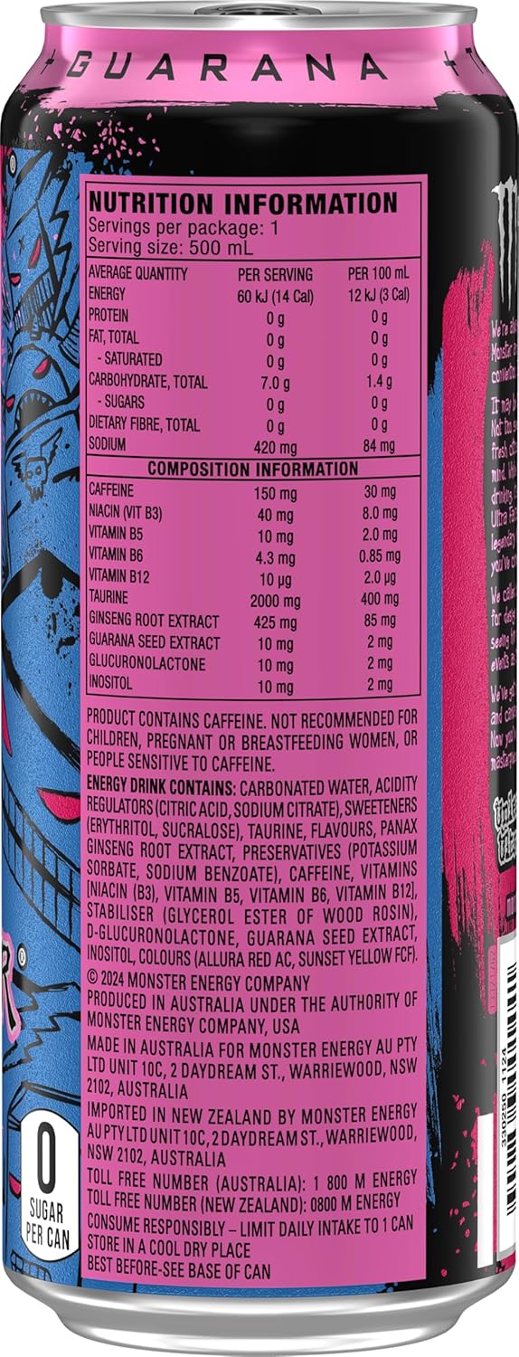Monster Energy Drink Ultra Fantasy Ruby Red 24 x 500ml [x2]