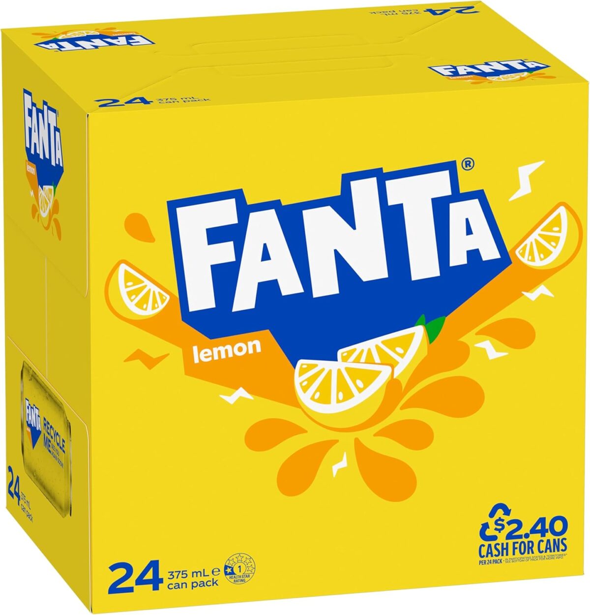 Fanta Lemon Soft Drink Multipack Can 24x 375mL [x2]