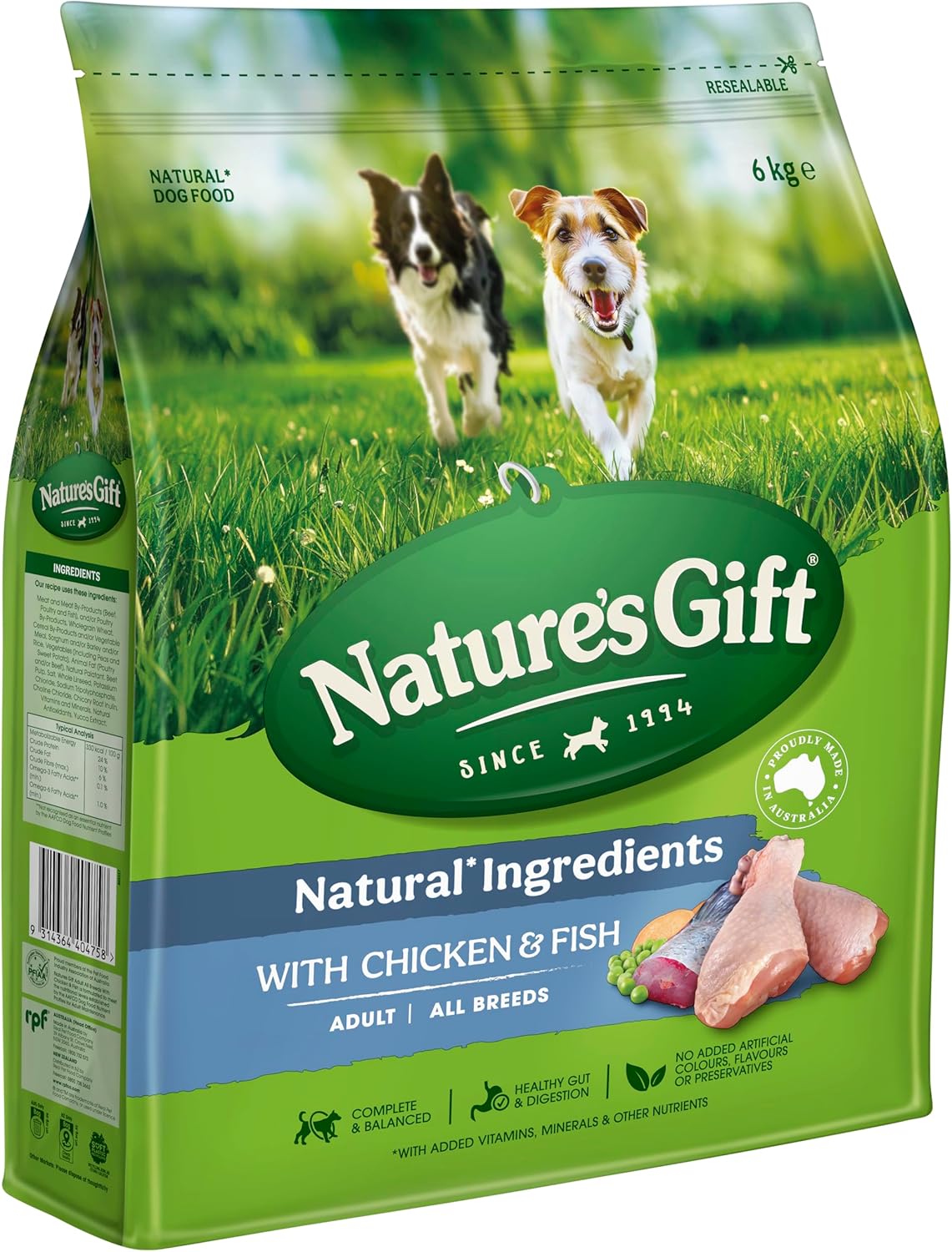 Nature's Gift Adult Dry Dog Food, Chicken & Fish 6kg [x4]
