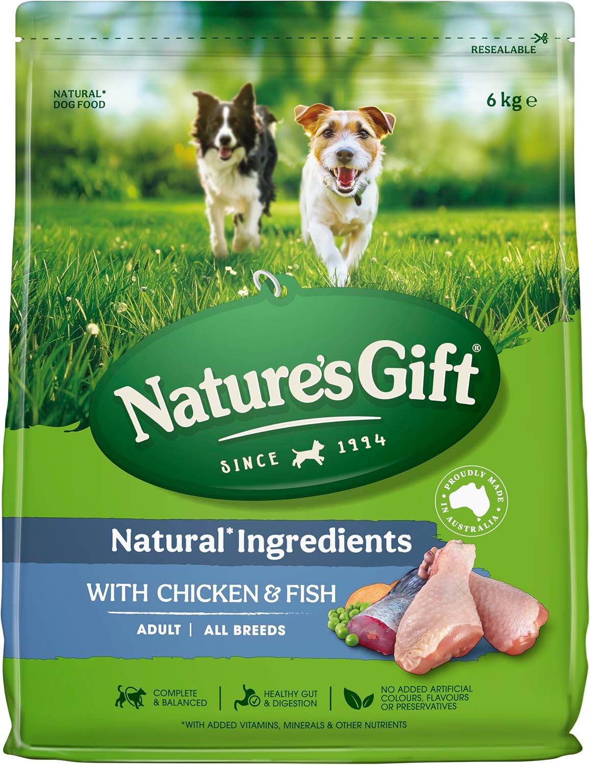 Nature's Gift Adult Dry Dog Food, Chicken & Fish 6kg [x4]