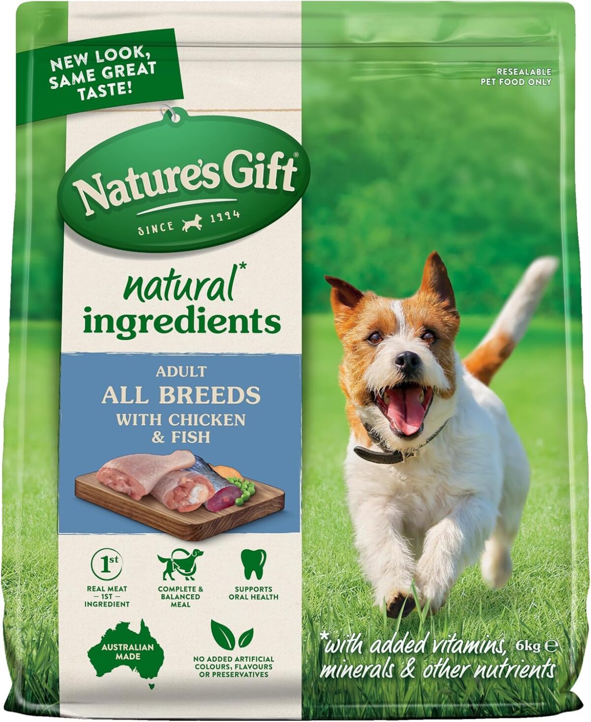 Nature's Gift Adult Dry Dog Food, Chicken & Fish 6kg [x4]