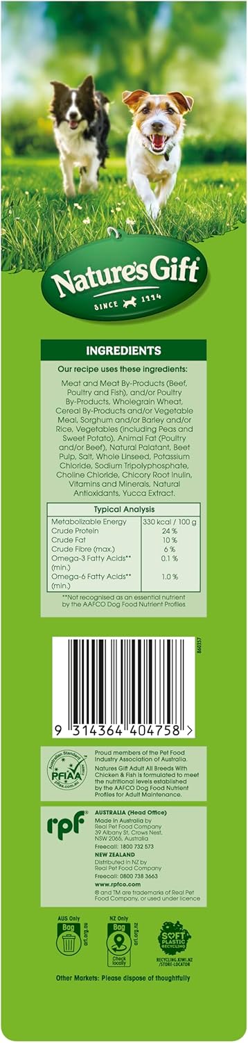 Nature's Gift Adult Dry Dog Food, Chicken & Fish 6kg [x4]