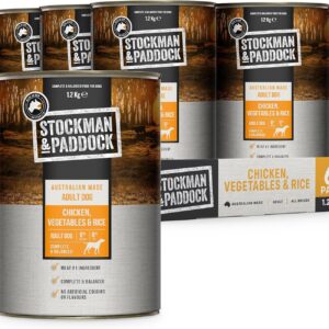 Stockman Paddock Adult Wet Dog Food Chicken with Vegetables & Rice 6x1.2Kg [x3]