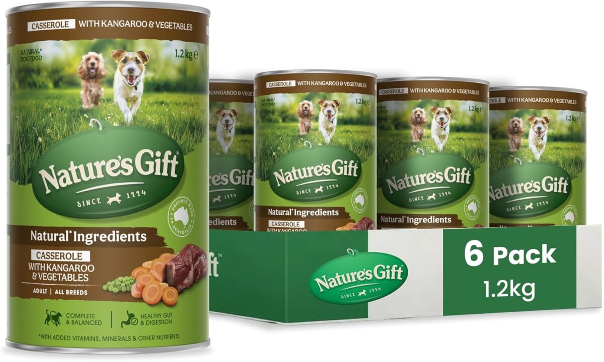 Nature's Gift Adult Wet Dog Food Casserole with Kangaroo & Vegetables 6x1.2Kg [x2]