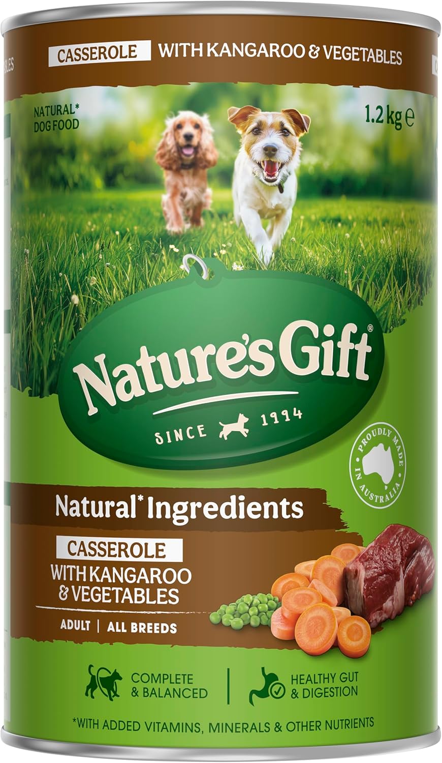 Nature's Gift Adult Wet Dog Food Casserole with Kangaroo & Vegetables 6x1.2Kg [x2]