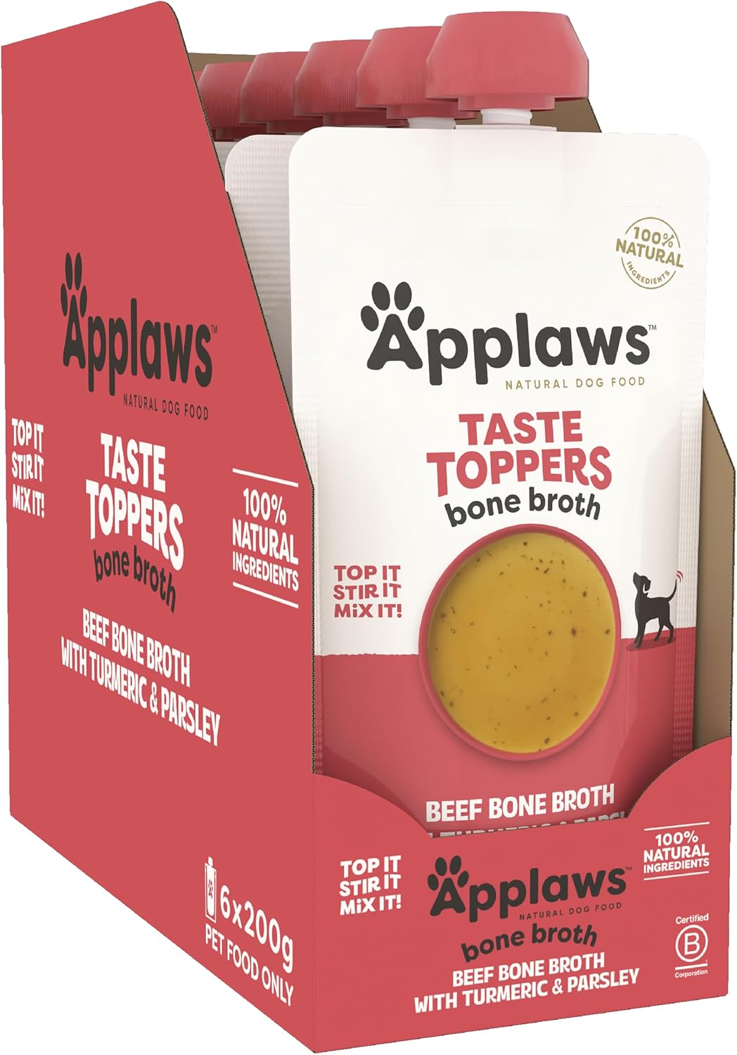 Applaws Taste Toppers Chicken Bone Broth with Turmeric & Parsley 200g Pack of 6 [x3]
