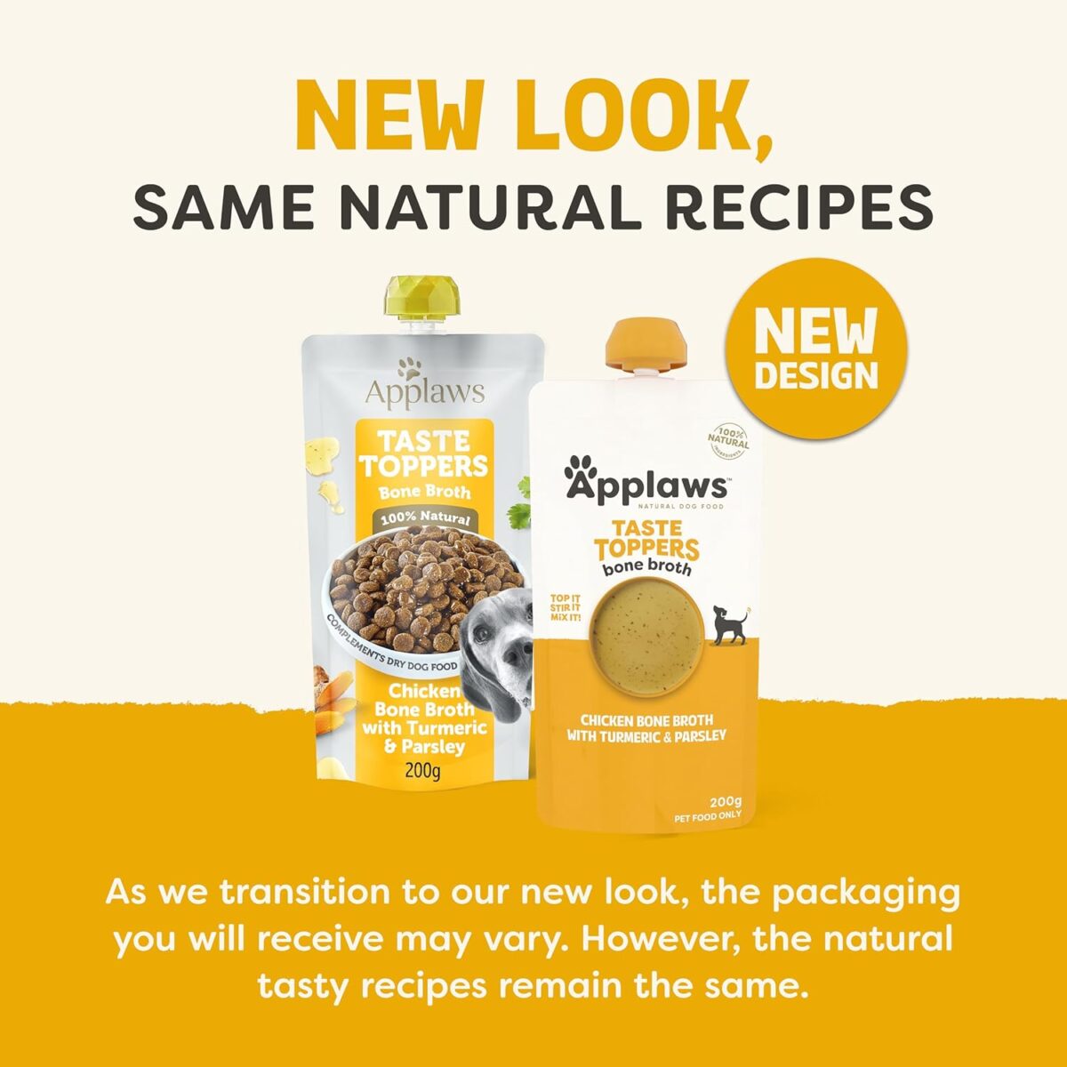 Applaws Taste Toppers Chicken Bone Broth with Turmeric & Parsley 200g Pack of 6 [x3]