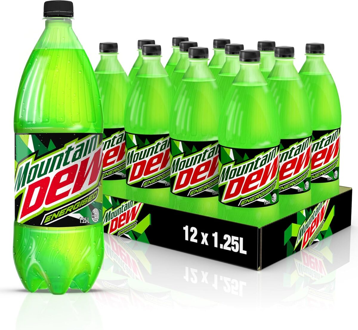 Mountain Dew Energised Soft Drink 1.25L (Pack of 12) 7G [x2]