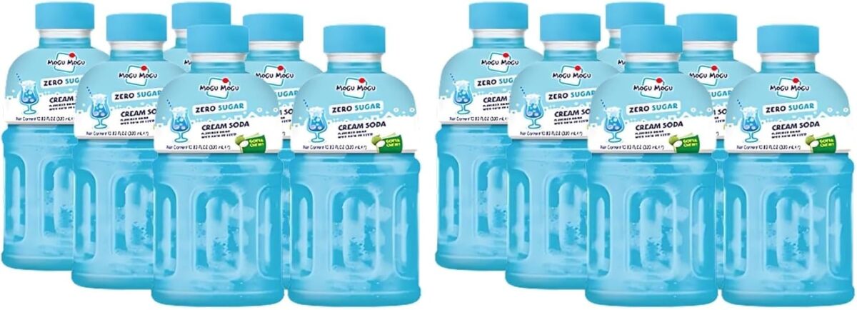 Mogu Mogu Cream Soda Zero Sugar Drink with Nata de Coco 320ml Bottles 6 Pack 6 Pack of 320ml [x6]