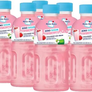 Mogu Mogu Strawberry & Cream Zero Sugar Drink with Nata de Coco, 320ml Bottles, 6 Pack 6 Pack of 320ml [x6]