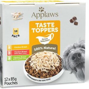Applaws Taste Toppers Wet Dog Food Chicken Gravy Selection 85g Pouches (Pack of 12) [x3]