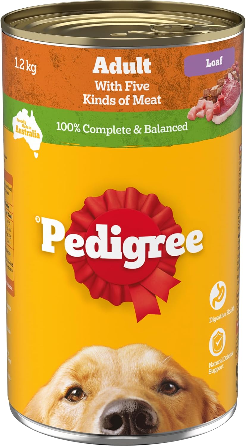 Pedigree Adult Wet Dog Food Loaf with Five Kinds of Meat 1.2kg Can, 12 Pack [x2]