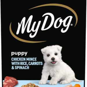 My Dog Puppy Wet Dog Food Chicken Mince with Rice, Carrots & Spinach 100g Tray, 36 Pack [x2]