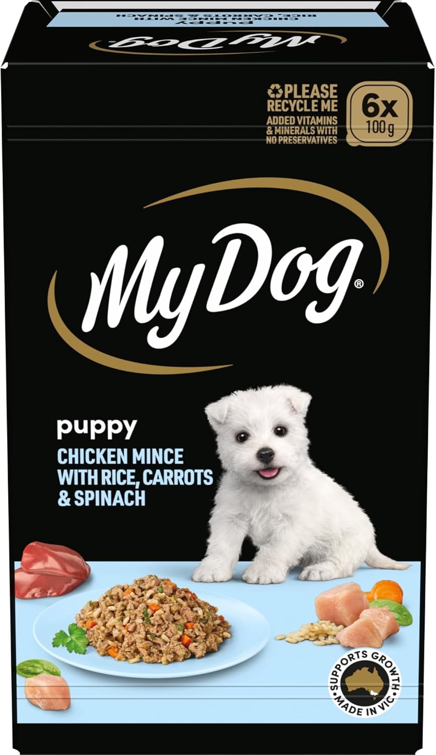 My Dog Puppy Wet Dog Food Chicken Mince with Rice, Carrots & Spinach 100g Tray, 36 Pack [x2]