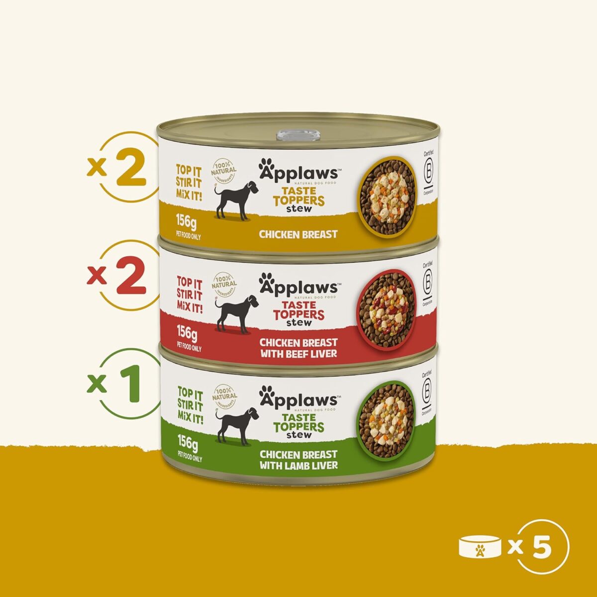 Applaws Taste Toppers Chicken Breast Gravy Wet Dog Food 5x156g [x6]