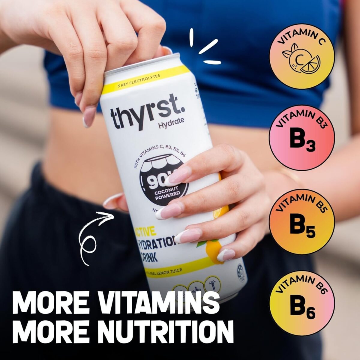 Thyrst Active Hydration Drink Assorted 500mL x 8 | 90% Coconut Water + 9.7% Real Fruit Juice | 5 Key Electrolytes + Sea Salt | Vitamins C, B3, B5, B6 | Sports Drink No Added Sugar Electrolyte Drinks [x3]