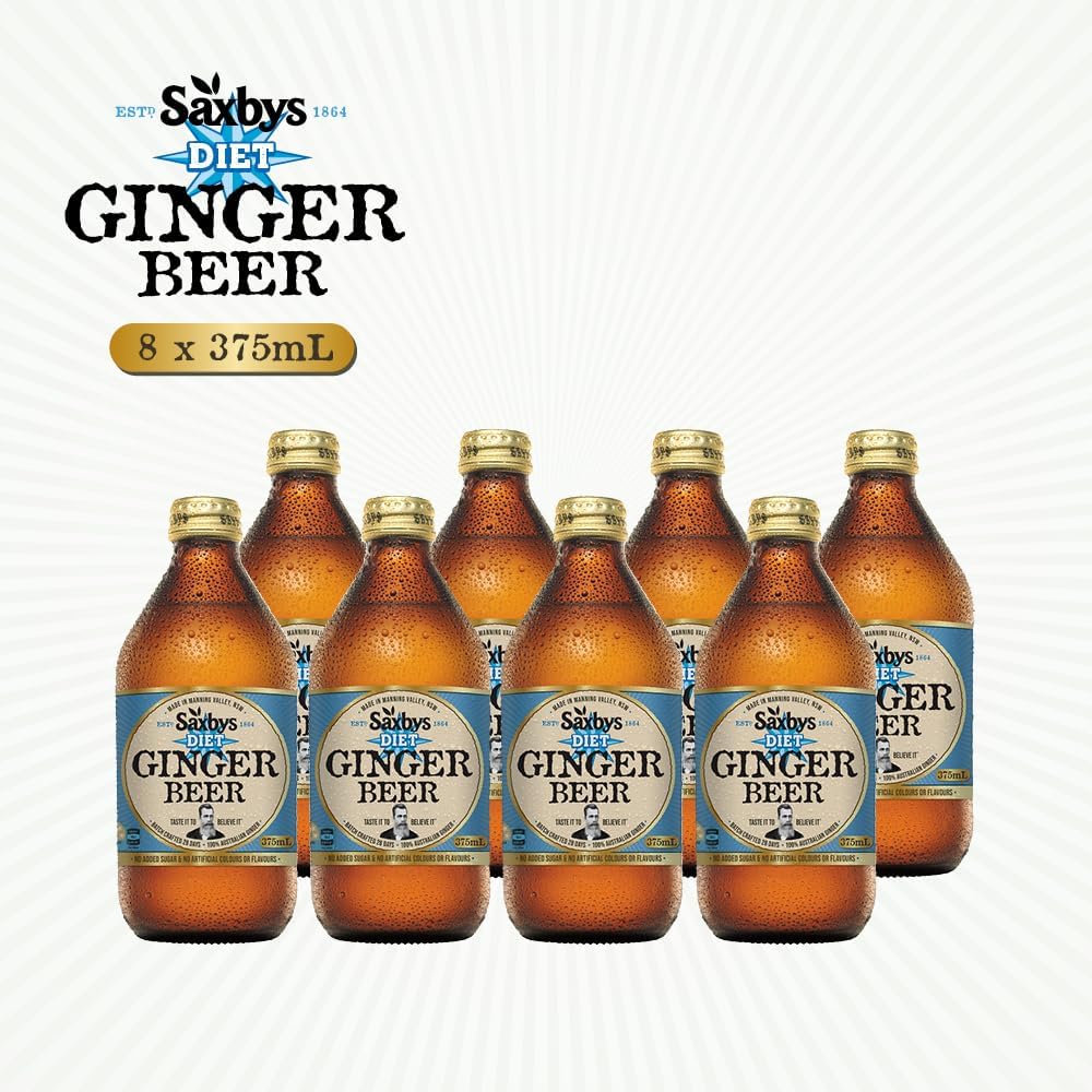 Saxby's Diet Ginger Beer 24 Pack 375mL [x2]