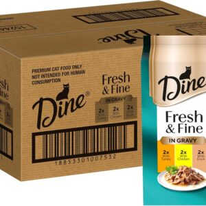 Dine Fresh and Fine Wet Cat Food Turkey, Chicken & Poultry in Jelly 50g Pouch, 3x (6x 50g) [x4]