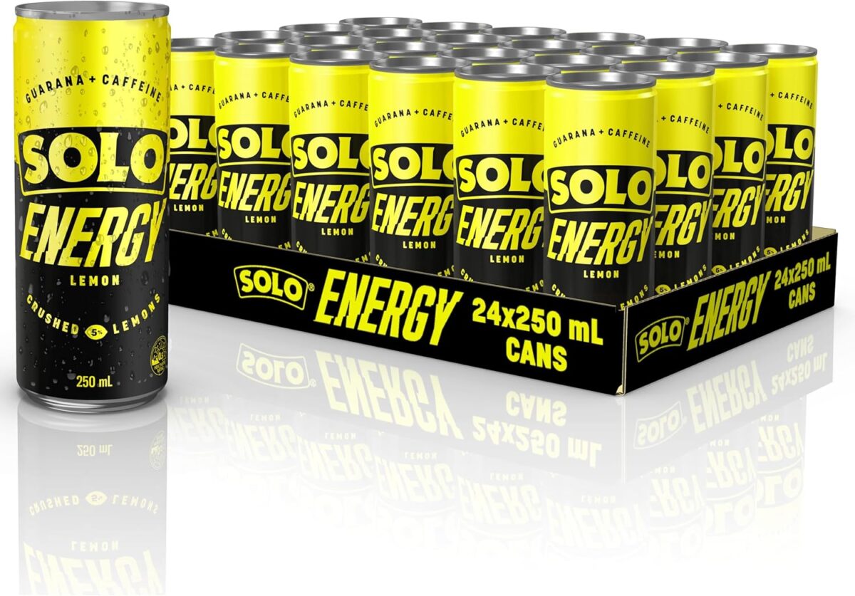 Solo Energy Lemon Flavoured Drink Can 250 ml (Pack of 24) [x2]