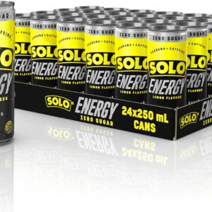 Solo Energy Zero Sugar Lemon Flavoured Drink Can 250 ml (Pack of 24) [x2]