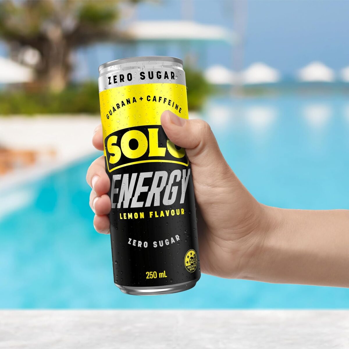 Solo Energy Zero Sugar Lemon Flavoured Drink Can 250 ml (Pack of 24) [x2]