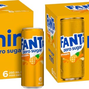 Fanta Pineapple Zero Sugar Soft Drink 6 x 250 ml (Pack of 2) [x5]