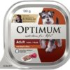 OPTIMUM Adult Beef & Rice Wet Dog Food Tray 100g, 12 Pack [x4]