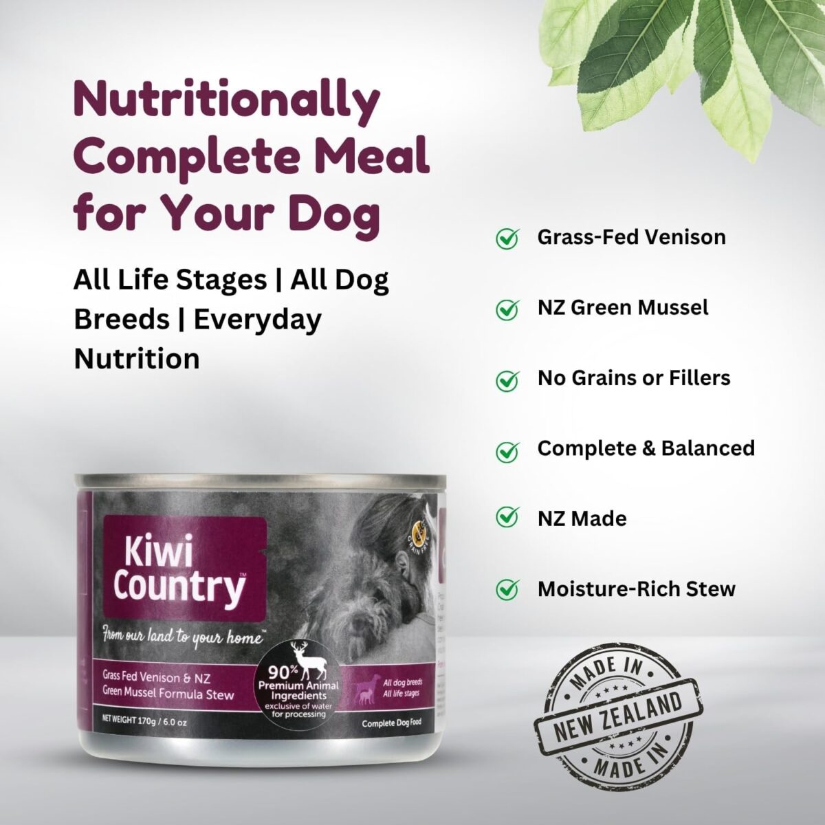 Wet Dog Grass-Fed Venison & NZ Green Mussel Grain-Free Dog Food 170g Pack of 24