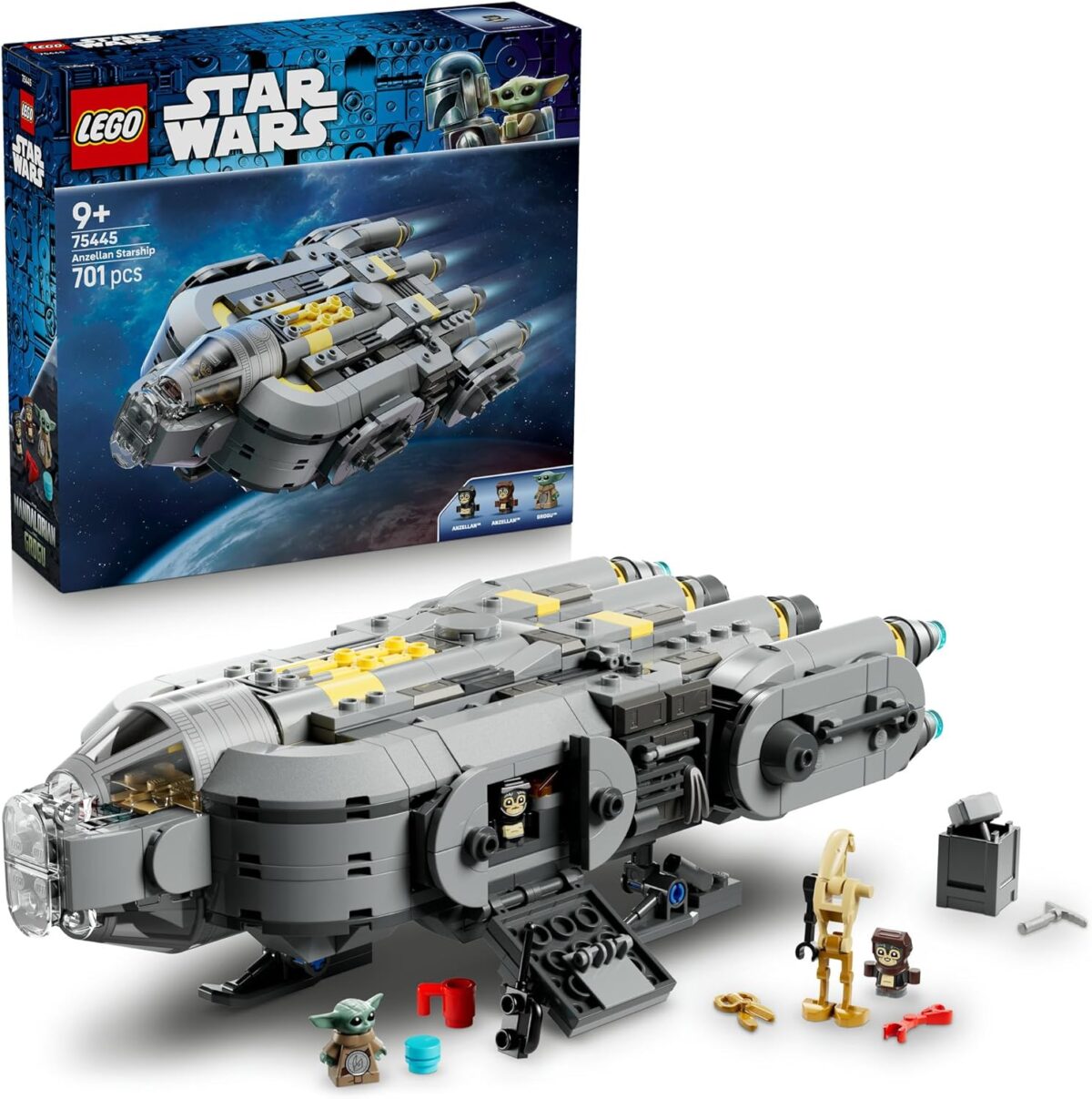 LEGO® Star Wars: The Mandalorian and Grogu™ Anzellan Starship 75445 Vehicle Toy Building Set Including Grogu™ and 2 Anzellan™ LEGO Figures - Treat for Kids, Boys, Girls and Fans Aged 9+ LEGO® Star Wars: The Mandalorian and Grogu™ Anzellan Starship 75445 Vehicle Toy Building Set Including Grogu™ and 2 Anzellan™ LEGO Figures - Treat for Kids, Boys, Girls and Fans Aged 9+