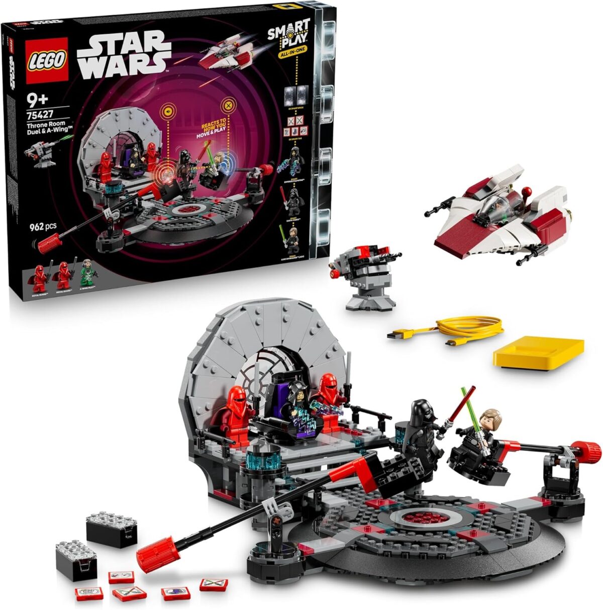 LEGO® Star Wars™ SMART Play™: Throne Room Duel & A-Wing™ 75427 Interactive Building Toy -All-in-One Set - Reacts to How You Move and Play with a SMART Brick - Treat for Kids Aged 9+ LEGO® Star Wars™ SMART Play™: Throne Room Duel & A-Wing™ 75427 Interactive Building Toy -All-in-One Set - Reacts to How You Move and Play with a SMART Brick - Treat for Kids Aged 9+