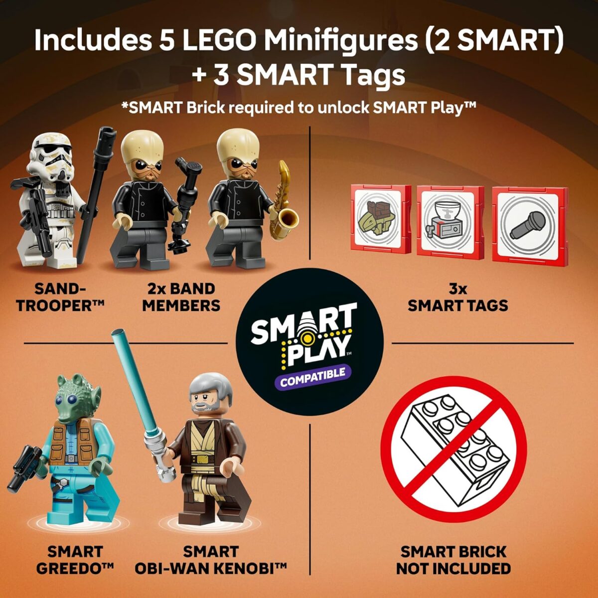 LEGO® Star Wars™ SMART Play™: Mos Eisley Cantina™ 75425 Toy Building Set for Kids - Compatible Set with 3 SMART Tags and 5 LEGO Minifigures - Treat for Boys, Girls and Fans Aged 8+ LEGO® Star Wars™ SMART Play™: Mos Eisley Cantina™ 75425 Toy Building Set for Kids - Compatible Set with 3 SMART Tags and 5 LEGO Minifigures - Treat for Boys, Girls and Fans Aged 8+