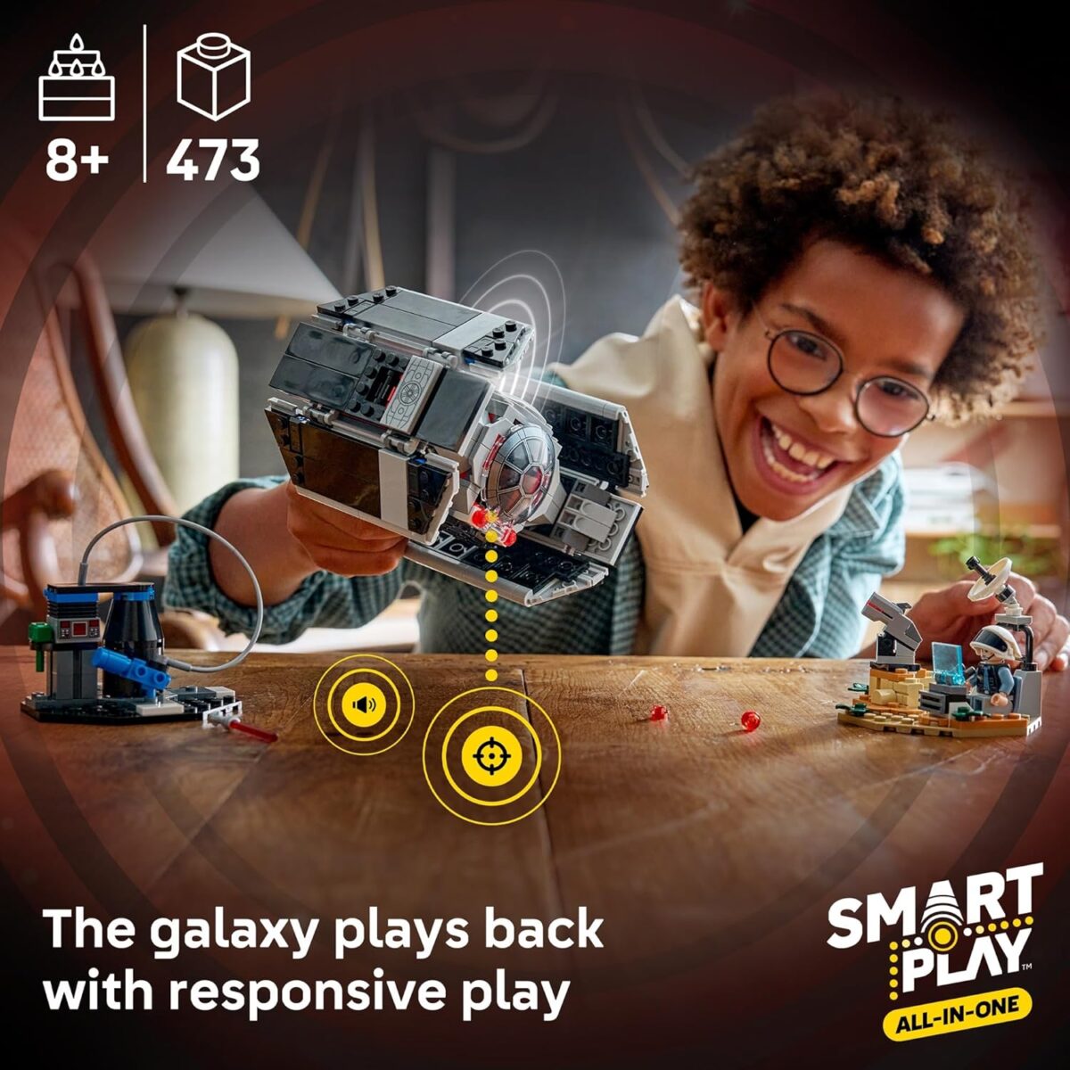 LEGO® Star Wars™ SMART Play™: Darth Vader’s TIE Fighter™ 75421 Interactive Building Toy -All-in-One Set - Reacts to How You Move and Play with a SMART Brick -Treat for Boys, Girls and Kids Aged 8+
