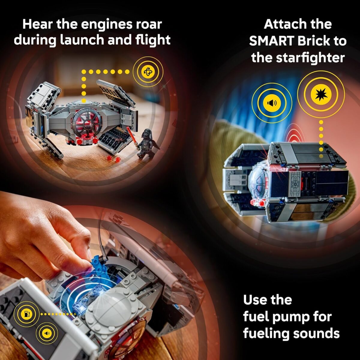LEGO® Star Wars™ SMART Play™: Darth Vader’s TIE Fighter™ 75421 Interactive Building Toy -All-in-One Set - Reacts to How You Move and Play with a SMART Brick -Treat for Boys, Girls and Kids Aged 8+