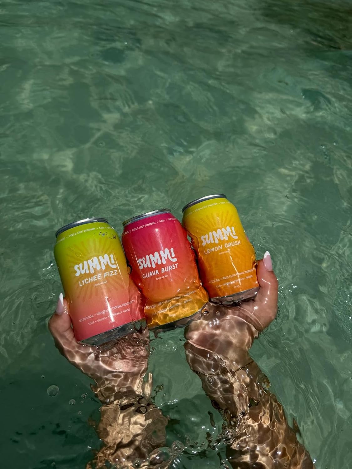 SUMMi Lychee Fizz Nootropic Soda, Zero Sugar, 12 x 330ml Cans [x2]