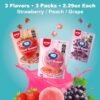 AMOS 4D Bursting Juice Filled Gummies Strawberry/Peach/Grape 65g x 3 [x4]