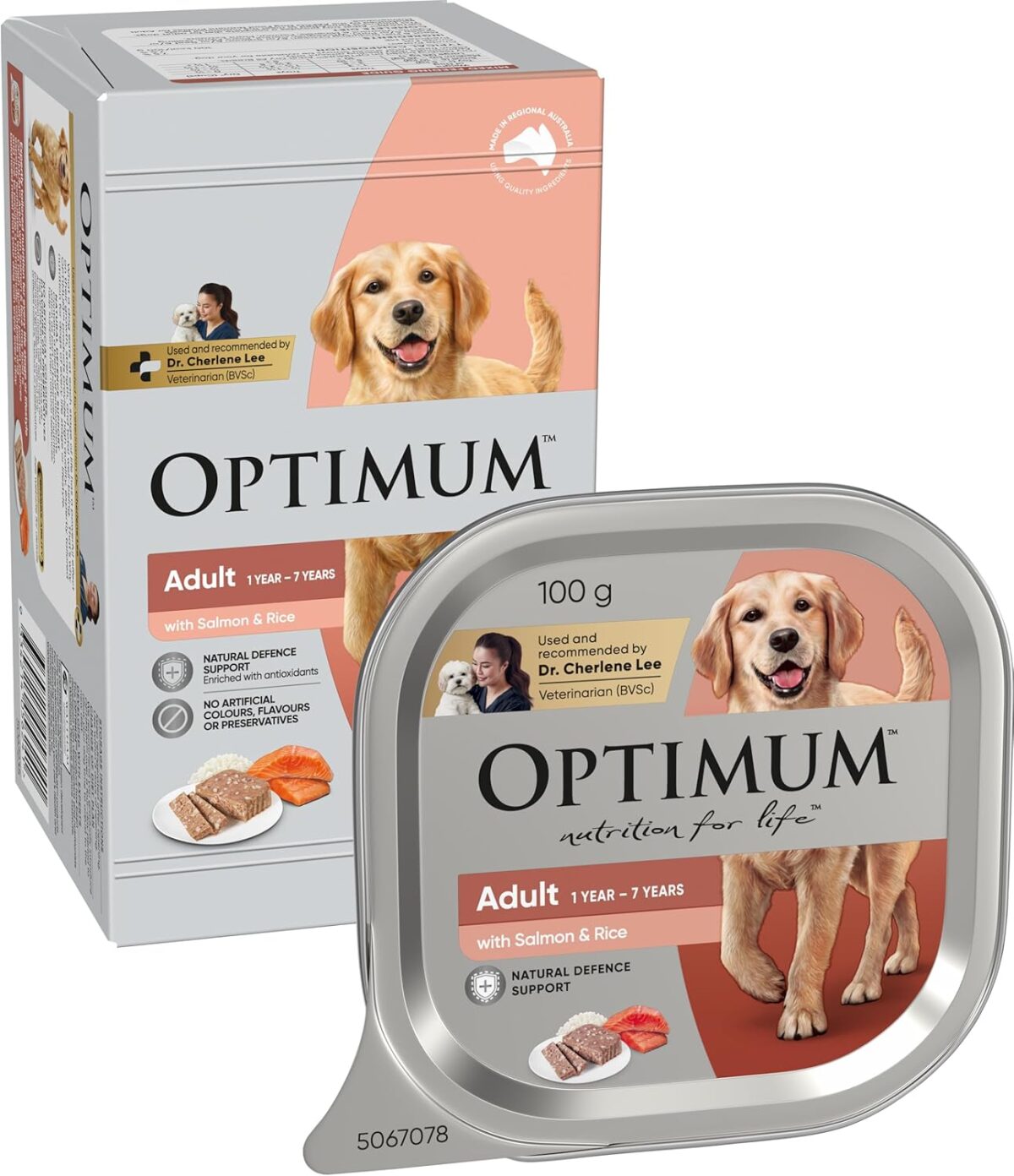 Optimum Adult Wet Dog Food with Salmon & Rice 100g Tray, 36 Pack [x2]