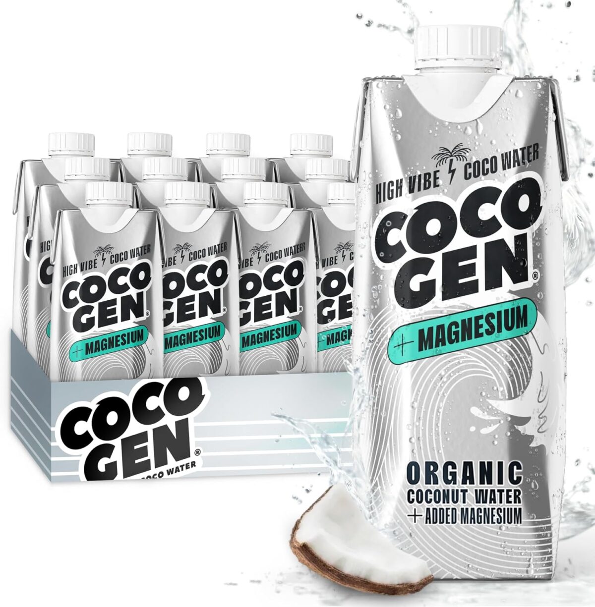 CocoGen Coconut Water + Magnesium, 12 x 500ml [x2]