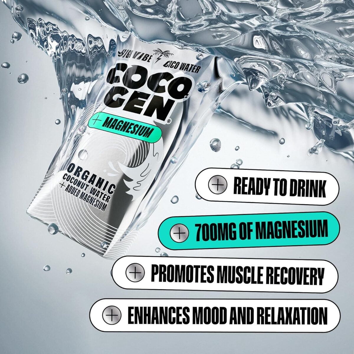 CocoGen Coconut Water + Magnesium, 12 x 500ml [x2]