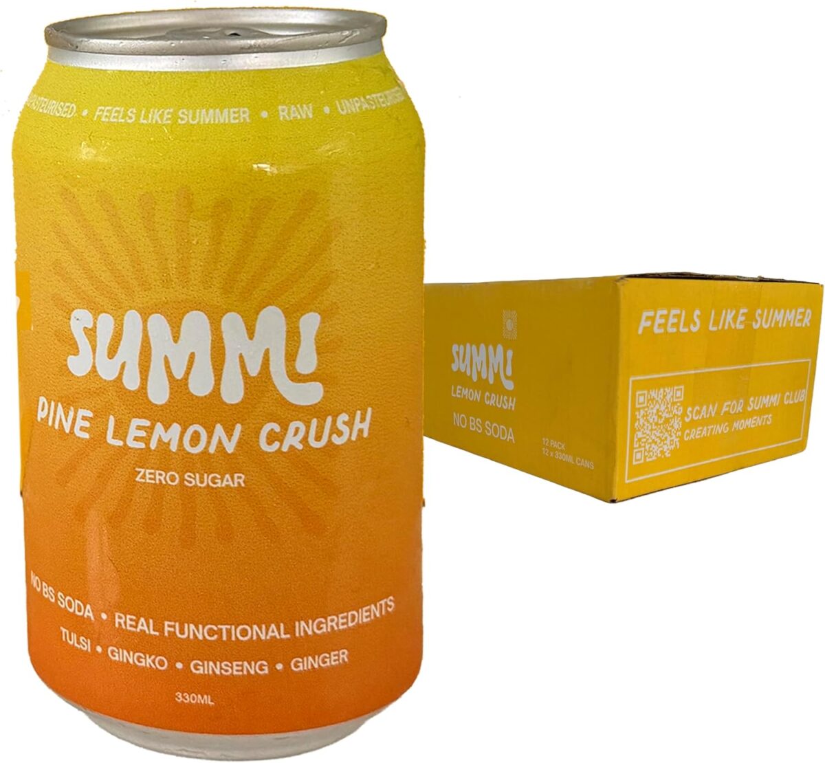 SUMMi Pine Lemon Crush Nootropic Soda 12 x 330ml [x2]