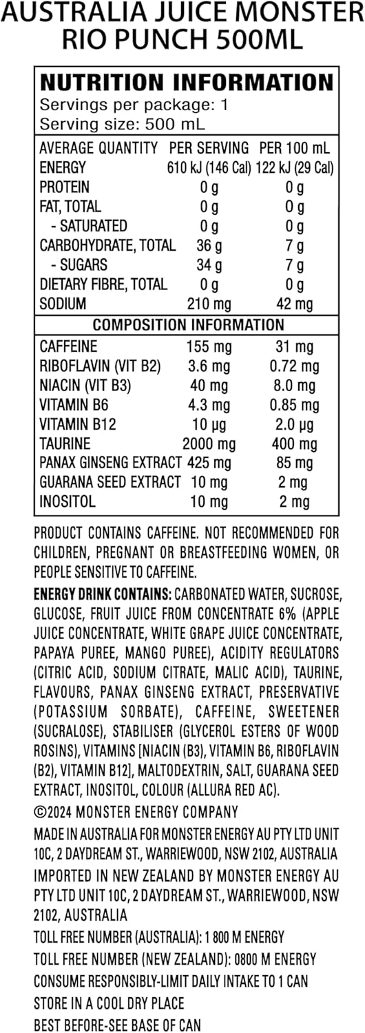 Monster Juice Rio Punch 24 x 500ml [x2]