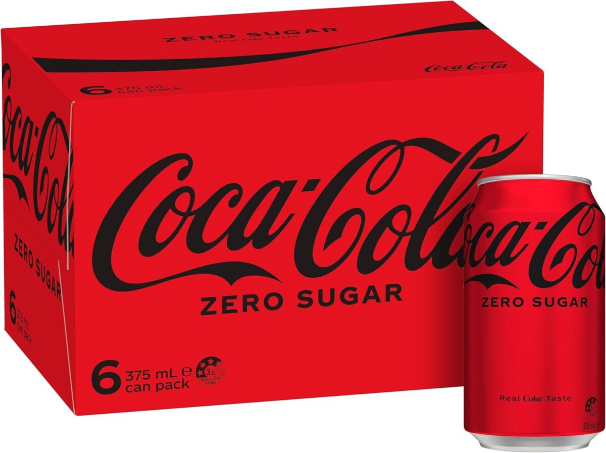 Coca-Cola Zero Sugar Soft Drink Cans 6 x 375mL [x6]