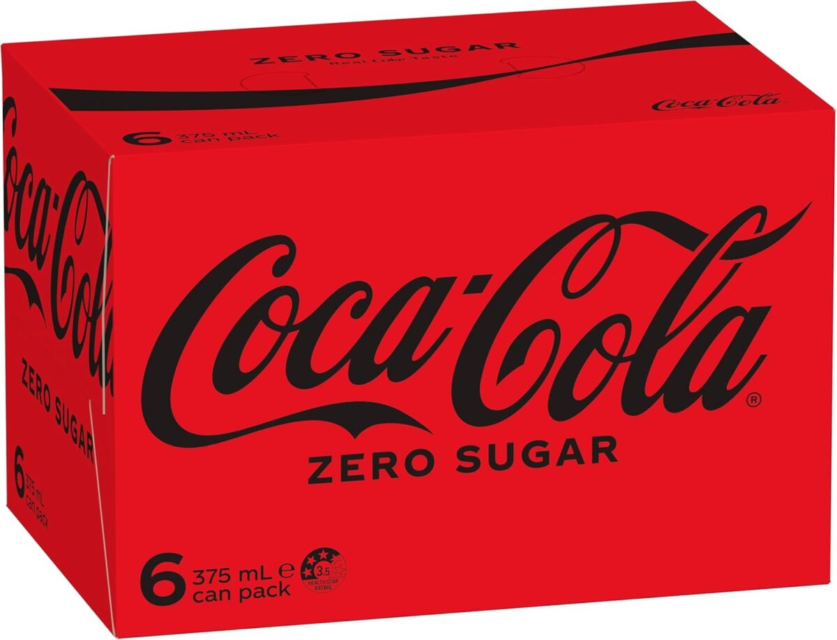 Coca-Cola Zero Sugar Soft Drink Cans 6 x 375mL [x6]